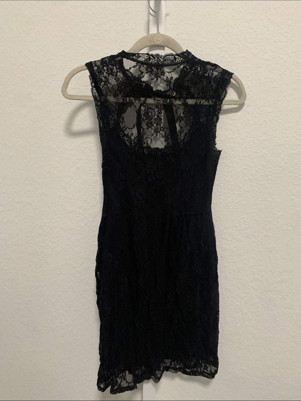 Lip Service Black Lace Tie Neck Sheath Dress - Picture 4 of 8